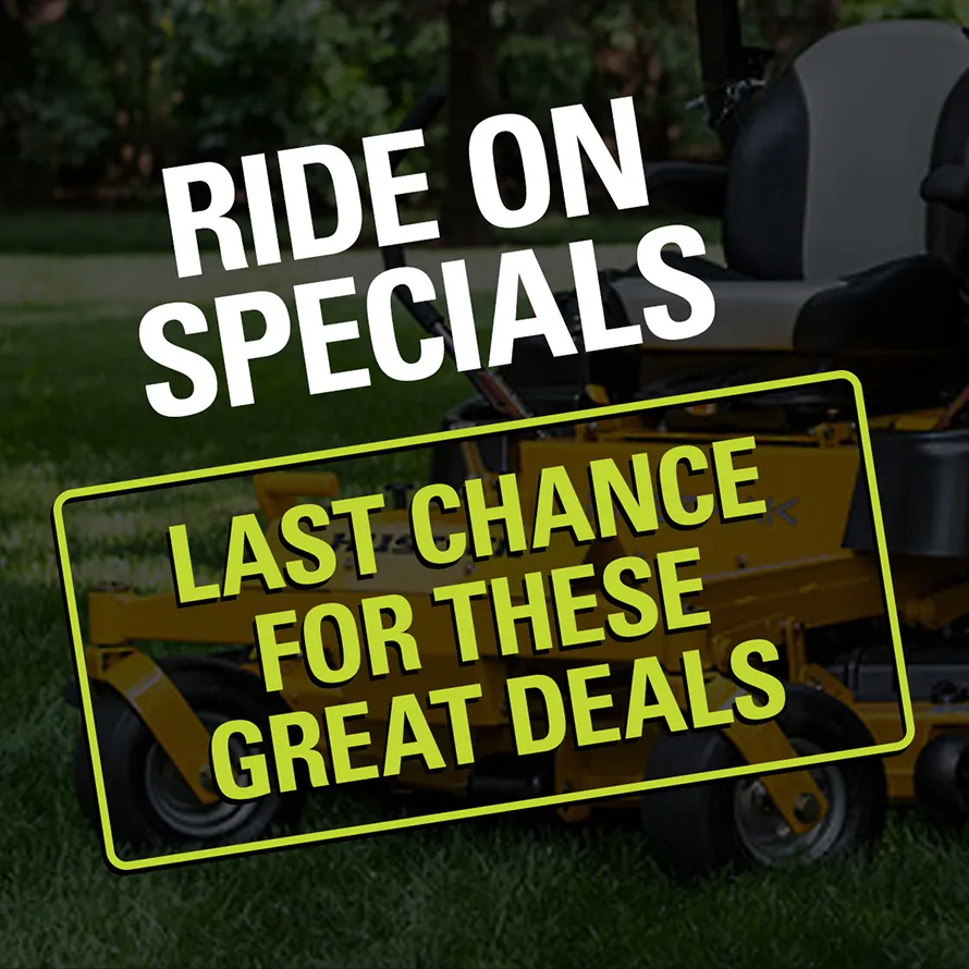Ride on mower specials tile August 2025 Stihl Shop New Plymouth Stratford